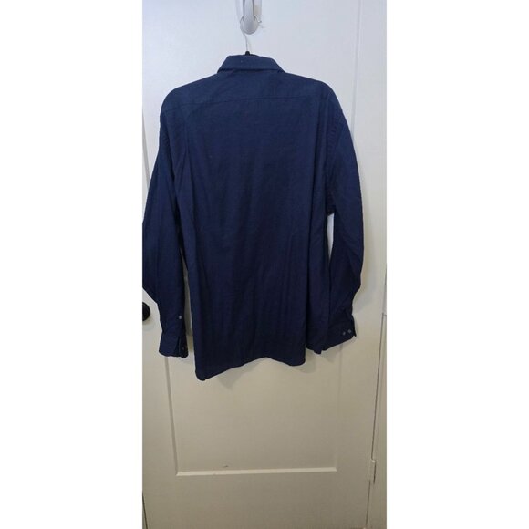 Van Heusen Mens Navy Long-Sleeve Shirt Regular Fit Flex Collar 18.5 Neck 36/37 S - Picture 2 of 3